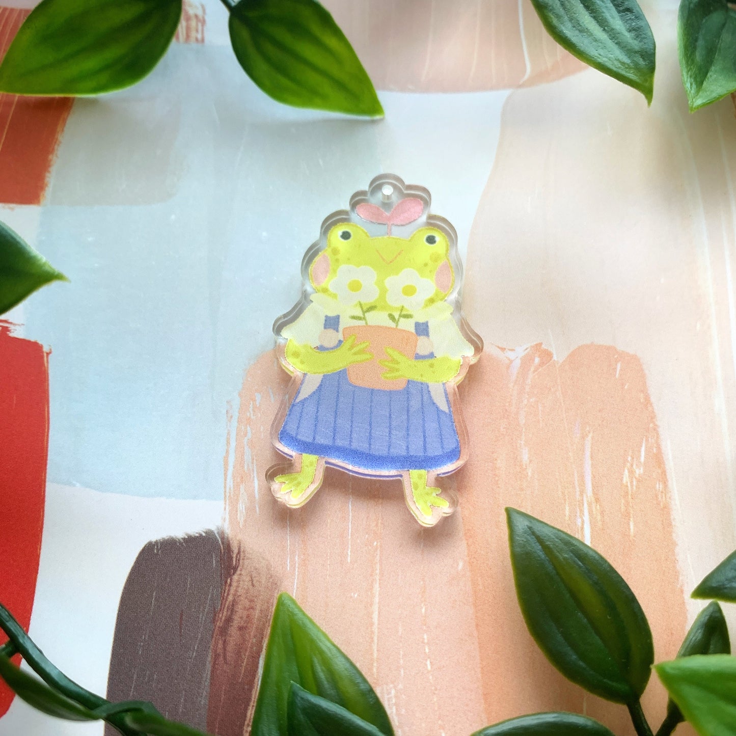 Frog with Planter Acrylic Keychain *B Grade*