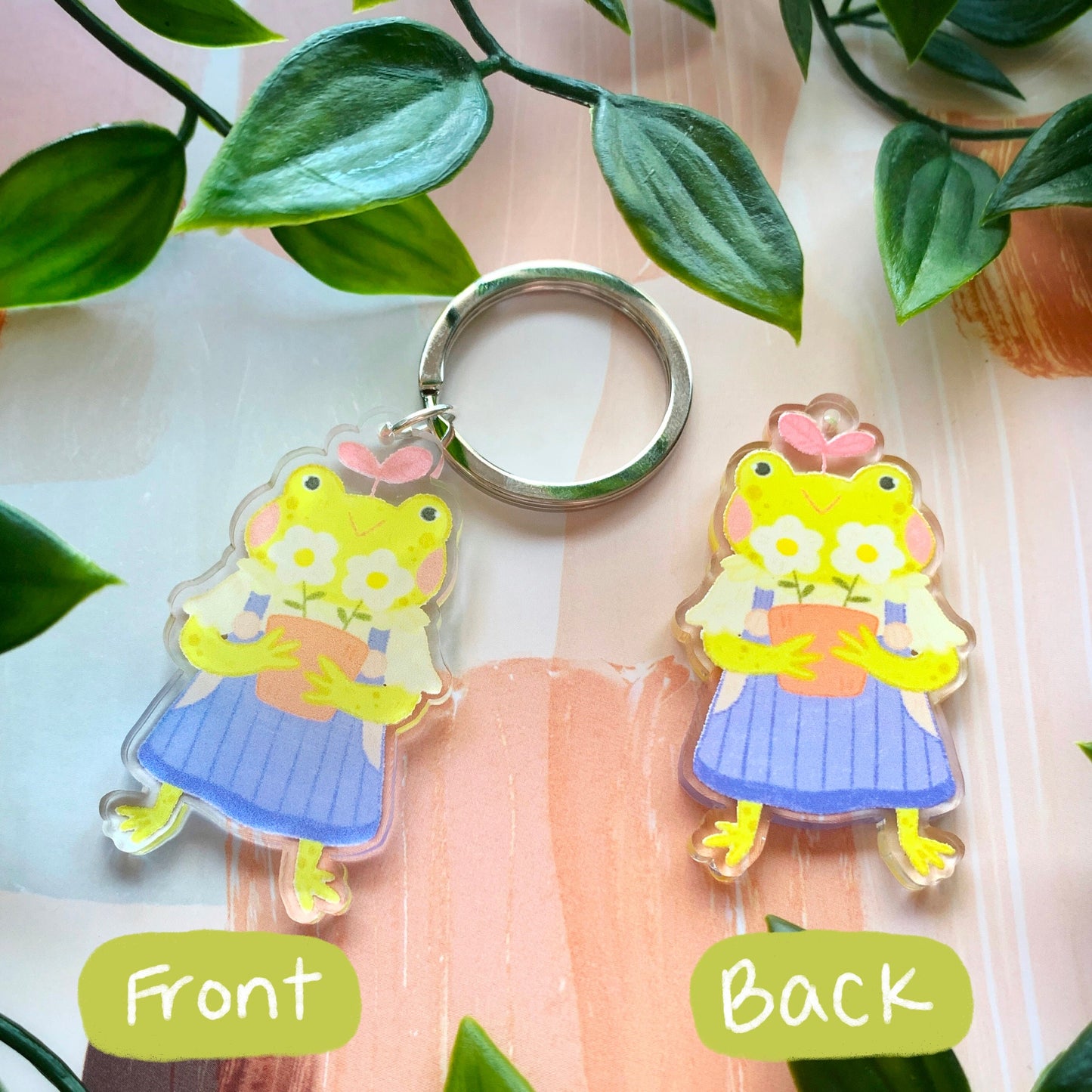 Frog with Planter Acrylic Keychain *B Grade*