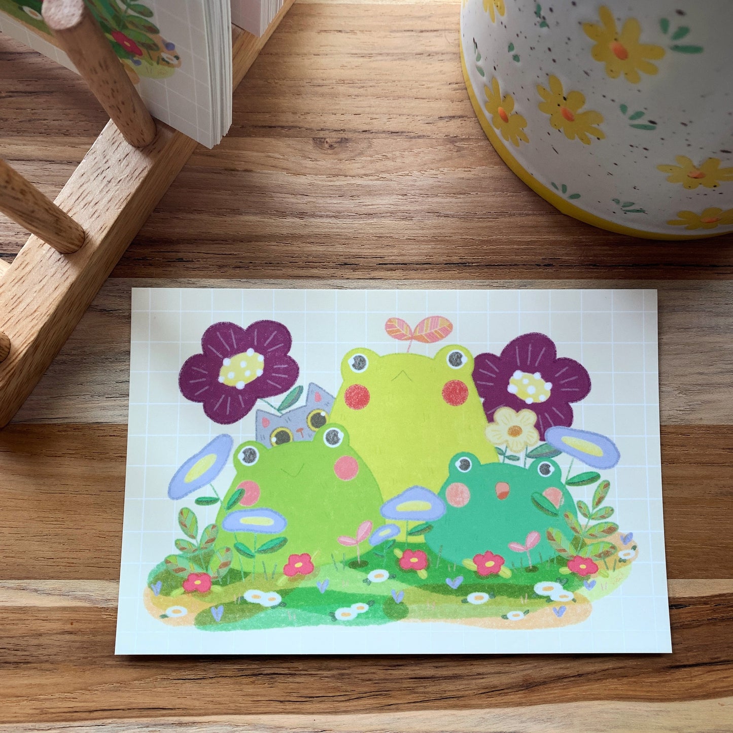 Frog and Friends Soft Touch Postcard Print