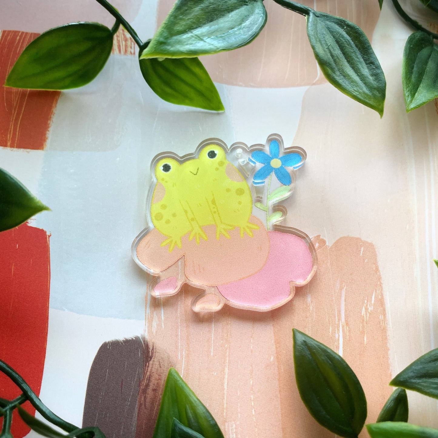 Frog on Lily Pads Acrylic Keychain