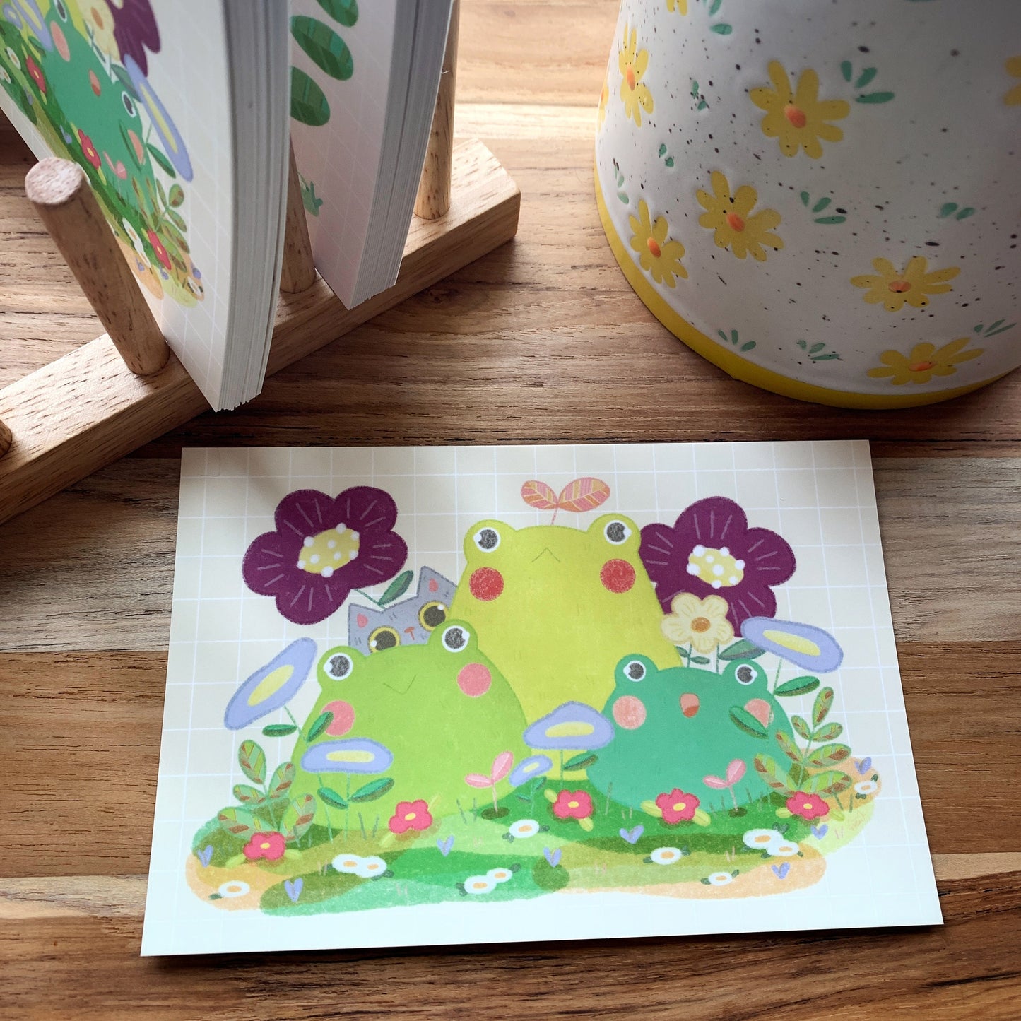 Frog and Friends Soft Touch Postcard Print