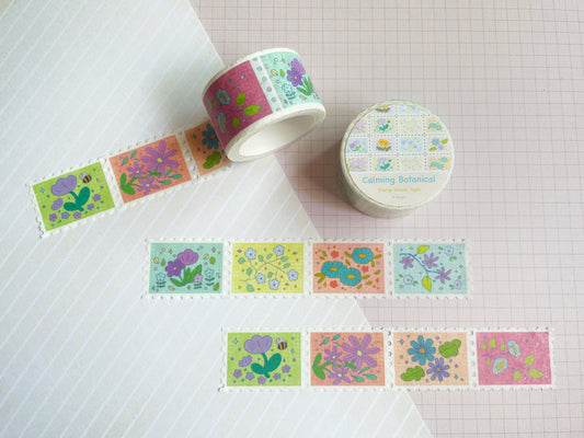 Calming Botanical Stamp Washi Tape