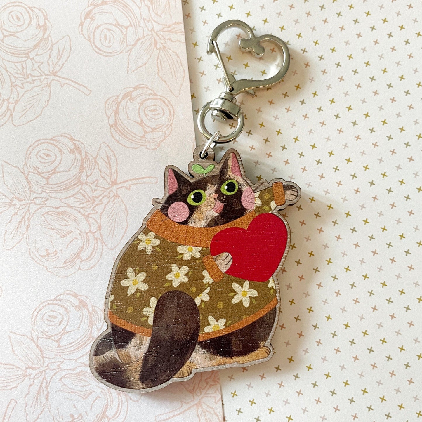 Bestie Cats Wood Friendship Keychain